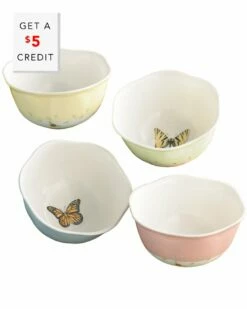 Lenox Butterfly Meadow Set Of 4 Dessert Bowls With $5 Credit Home Dinnerware