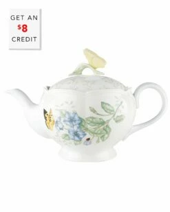 Lenox Butterfly Meadow Tea Pot With $8 Credit Home Serveware