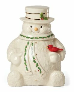 Lenox Happy Holly Days Snowman Cookie Jar Home Seasonal