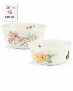 Lenox Butterfly Meadow 2Pc Nesting Bowl Set With $5 Credit Home Dinnerware
