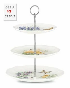 Lenox Butterfly Meadow 3-Tiered Server With $7 Credit Home Serveware