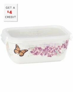 Lenox Butterfly Meadow 32Oz Rectangle Food Storage Container With $4 Credit Home Kitchen & Pantry Storage
