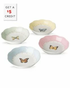 Lenox Butterfly Meadow 4Pc Dessert Bowl Set With $5 Credit Home Dinnerware