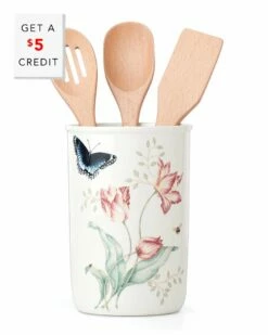 Lenox Butterfly Meadow 4Pc Utensil Holder Set With $5 Credit Home Kitchen & Pantry Storage