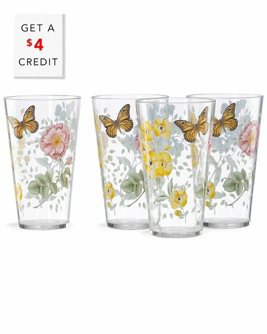 Lenox Butterfly Meadow Acrylic 4Pc Highball Glass Set With $4 Credit Home Drinkware 3 Lenox Butterfly Meadow Acrylic 4Pc Highball Glass Set With $4 Credit Home Drinkware