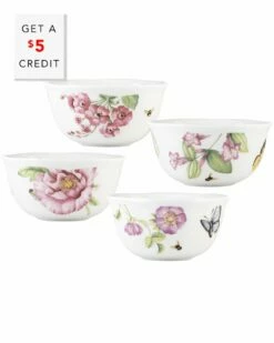 Lenox Butterfly Meadow Bloom 4Pc Dessert Bowl Set With $5 Credit Home Dinnerware