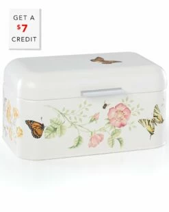 Lenox Butterfly Meadow Breadbox With $7 Credit Home Kitchen & Pantry Storage