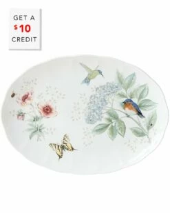 Lenox Butterfly Meadow Flutter Eastern Bluebird Oval Serving Platter With $10 Credit Home Serveware