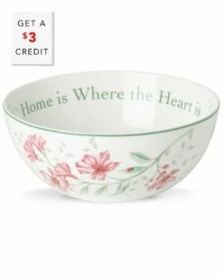 Lenox Butterfly Meadow Home Is Where The Heart Is Bowl With $3 Credit Dinnerware