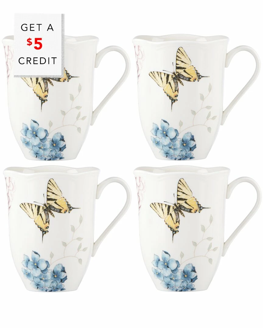 Lenox Butterfly Meadow Hydrangea 4Pc Mug Set With $5 Credit Home Drinkware 3 Lenox Butterfly Meadow Hydrangea 4Pc Mug Set With $5 Credit Home Drinkware
