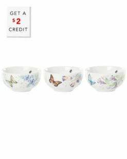 Lenox Butterfly Meadow Kitchen 3Pc Mini Bowl Set With $2 Credit Home Dinnerware