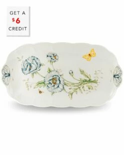 Lenox Butterfly Meadow Oblong Sandwich Tray With $6 Credit Home Serveware