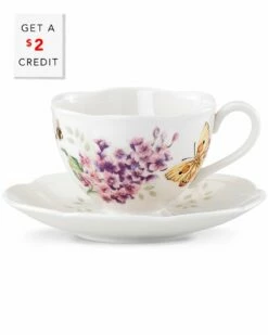 Lenox Butterfly Meadow Cup And Saucer With $2 Credit Home Drinkware
