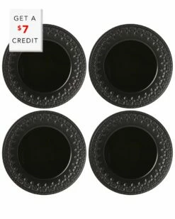 Lenox Chelse Muse Fleur Matte Black 4Pc Dinner Plate Set With $7 Credit Home Dinnerware