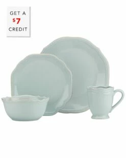 Lenox French Perle Bead Ice Blue 4Pc Place Setting With $7 Credit Home Dinnerware