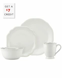 Lenox French Perle Bead White 4Pc Place Setting With $7 Credit Home Dinnerware