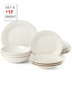 Lenox French Perle Groove 12Pc Dinnerware Set With $17 Credit Home