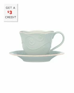 Lenox French Perle Ice Blue Cup And Saucer With $3 Credit Home Drinkware