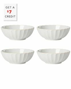 Lenox French Perle Scallop 4Pc Bowl Set With $7 Credit Home Dinnerware