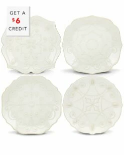 Lenox French Perle White 4Pc Assorted Dessert Plate Set With $6 Credit Home Dinnerware