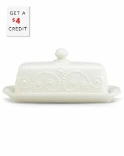 Lenox French Perle White Covered Butter Dish With $4 Credit Home Serveware