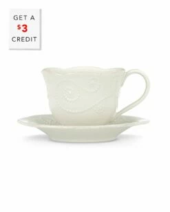 Lenox French Perle White Cup And Saucer With $3 Credit Home Drinkware