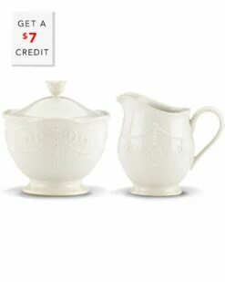 Lenox French Perle Sugar And Creamer Set With $7 Credit Home Serveware