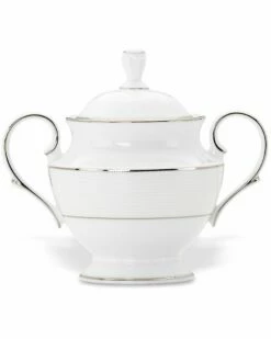 Lenox Opal Innocence Stripe Sugar Bowl Home Serveware
