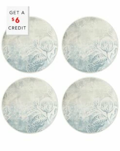 Lenox Textured Neutrals Floral 4pc Accent Plate Set With $6 Credit Home Dinnerware