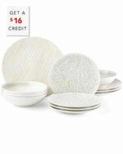 Lenox Textured Neutrals Linen 12pc Set With $16 Credit Home Dinnerware
