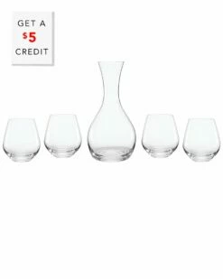 Lenox Tuscany Classics 5pc Decanter & Glass Set With $5 Credit Home Bar Carts & Accessories