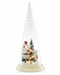 Lenox Merry & Magic Light Up Santa & Friends Glass Cone Home Seasonal