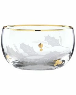 Lenox Holiday Gold Glass Nut Bowl Home Serveware