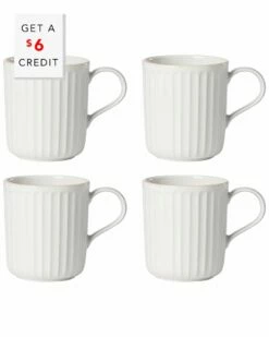 Lenox French Perle Scallop 4Pc Mug Set With $6 Credit Home Drinkware
