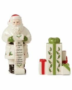 Lenox Holiday Santa's List Salt & Pepper Set Home Serveware