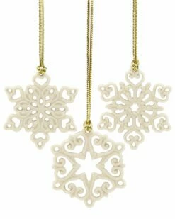 Lenox Mini Snowflake 3pc Ornament Set Home Seasonal