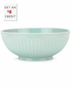Lenox French Perle Groove Ice Blue Medium Serving Bowl With $8 Credit Home Serveware