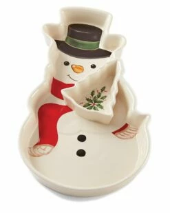 Lenox Holiday Entertaining Snowman Chip & Dip Set Home Serveware