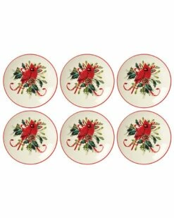 Lenox Winter Greetings Set Of 6 Cardinal Party Plates Home Dinnerware