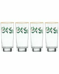 Lenox Holiday 4pc Highball Glass Set Home Drinkware