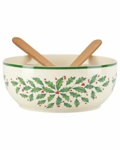 Lenox Holiday Salad Bowl & Servers Home Serveware