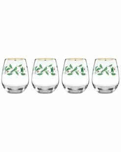 Lenox Holiday 4pc Stemless Wine Glasses Home Drinkware