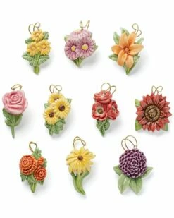 Lenox Fall Flowers 10pc Ornament Set Home Seasonal