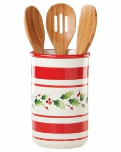 Lenox Holiday Handpaint Utensil Crock Set Home Seasonal
