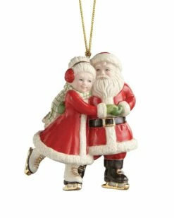 Lenox Ice Skating Santa & Mrs. Claus Ornament Home Seasonal