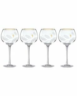 Lenox Holiday Gold 4pc Balloon Glass Set Home Drinkware