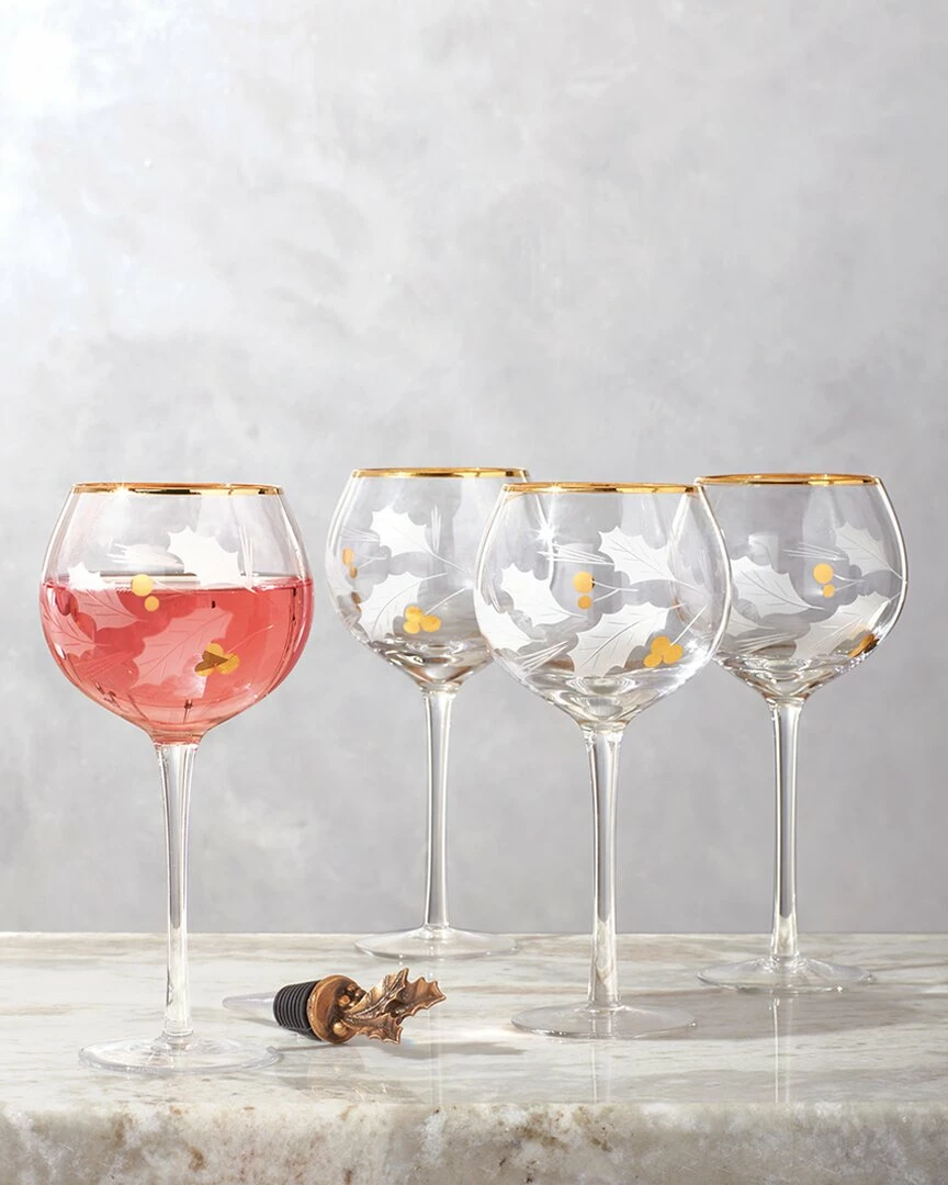 Lenox Holiday Gold 4pc Balloon Glass Set Home Drinkware 4 Lenox Holiday Gold 4pc Balloon Glass Set Home Drinkware - Image 2